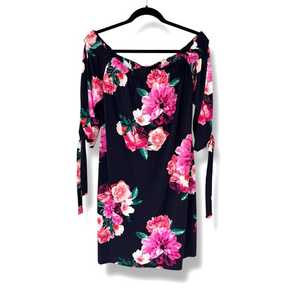 Eliza J Floral Print Off Shoulder Shift Dress Size 12 Spring Summer Nordstrom - Picture 2 of 5